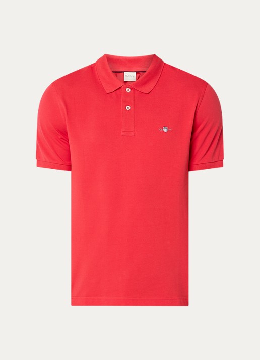 Gant Regular fit polo van piqué katoen met logo - voorkant 2 rood