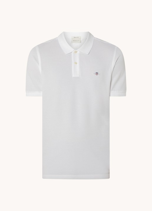 Gant Regular fit polo van piqué katoen met logo - voorkant 3 wit