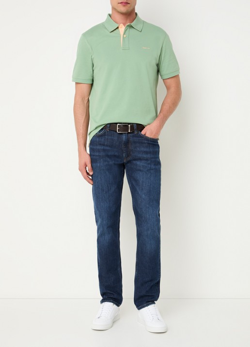 Gant Regular fit polo van piqué katoen met logoborduring - voorkant 4 lichtgroen
