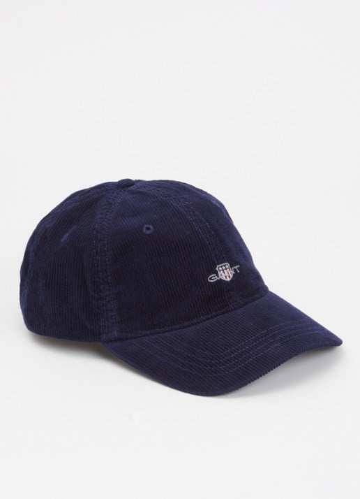 Gant Shield pet met  van corduroy met logoborduring - voorkant donkerblauw