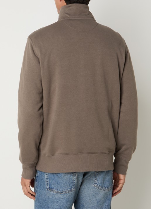 Gant Shield sweater met halve rits en logo - achterkant bruin