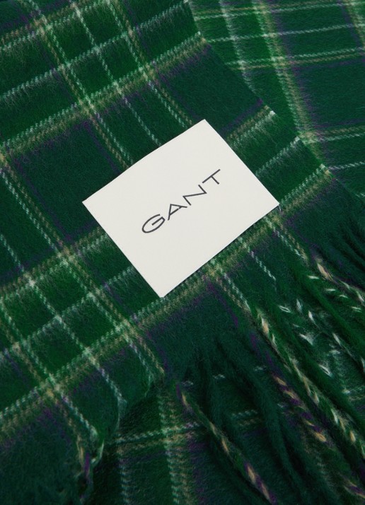 Gant Sjaal van merino wol met ruitdessin 180 x 30 cm - detail 2 groen