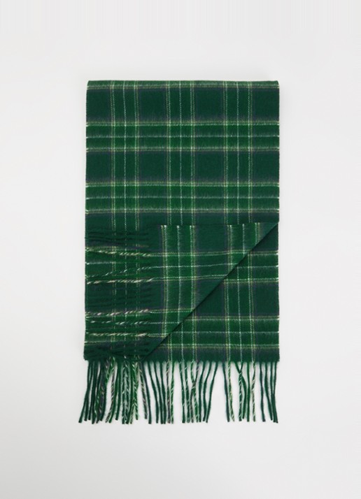 Gant Sjaal van merino wol met ruitdessin 180 x 30 cm - voorkant 3 groen