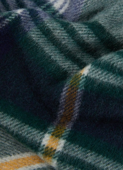 Gant Sjaal van merino wol met ruitdessin 180 x 30 cm - detail 3 donkerblauw