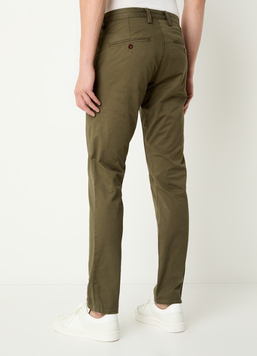 Gant Slim fit chino in  katoenblend met steekzakken - achterkant 3 mosgroen