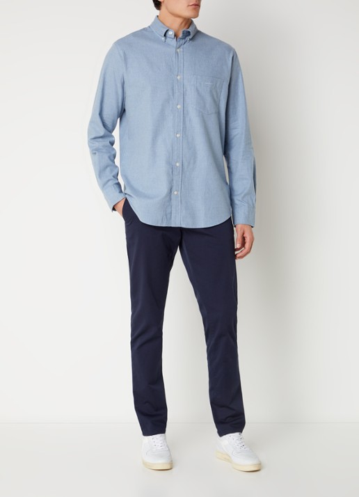 Gant Slim fit chino in  katoenblend met steekzakken - voorkant 5 donkerblauw
