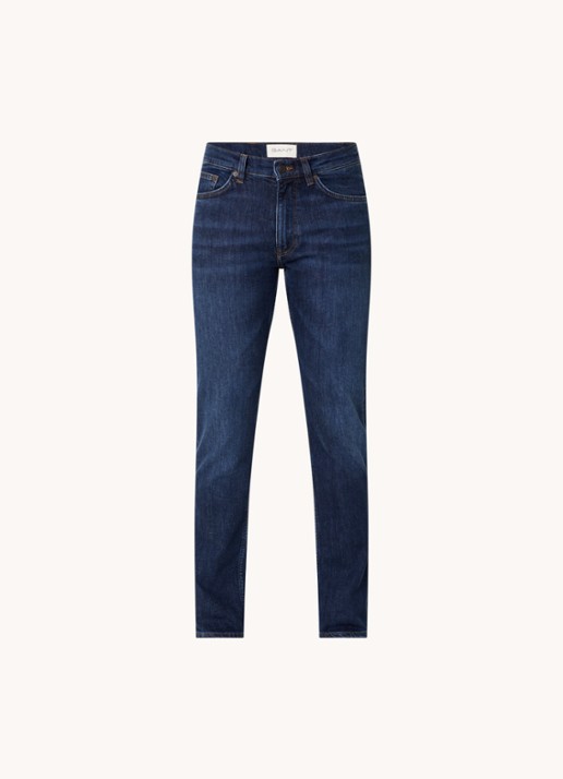 Gant Slim fit jeans met steekzakken - voorkant donkerblauw