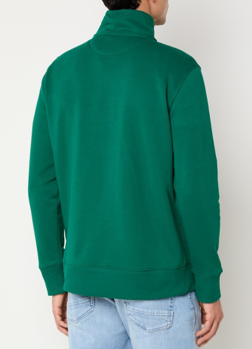 Gant Sweater met halve rits en logoborduring - achterkant donkergroen