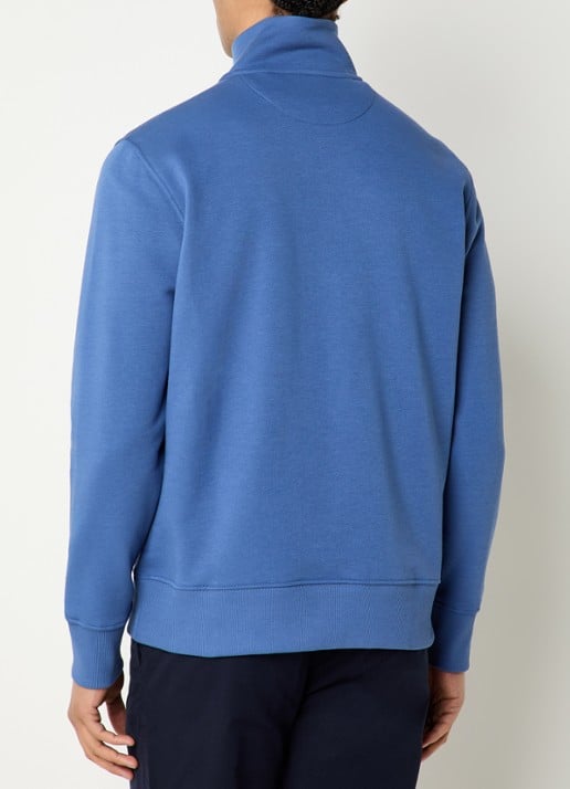 Gant Sweater met logo en halve rits - achterkant indigo