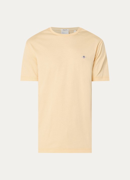 Gant T-shirt met logo - voorkant 2 lichtgeel