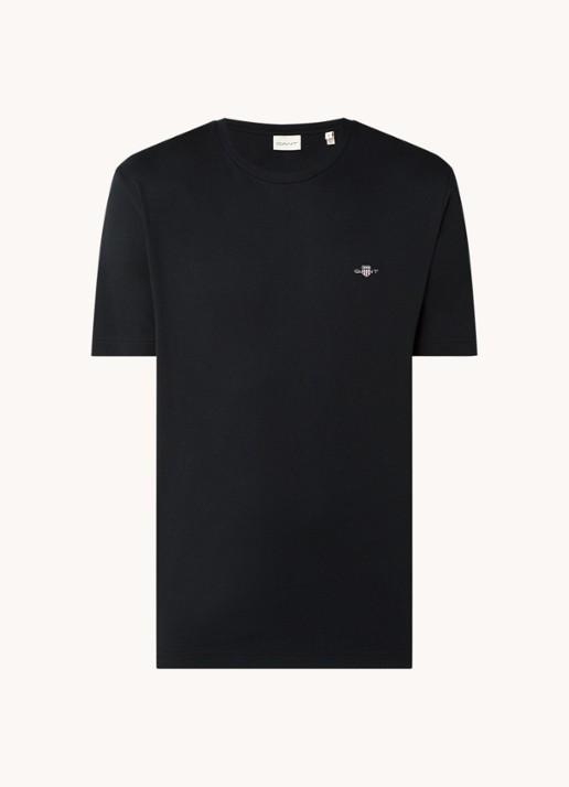 Gant T-shirt met logo - voorkant 3 zwart