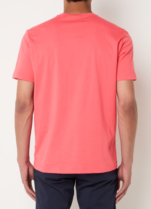 Gant T-shirt met logoborduring - achterkant 4 koraalrood