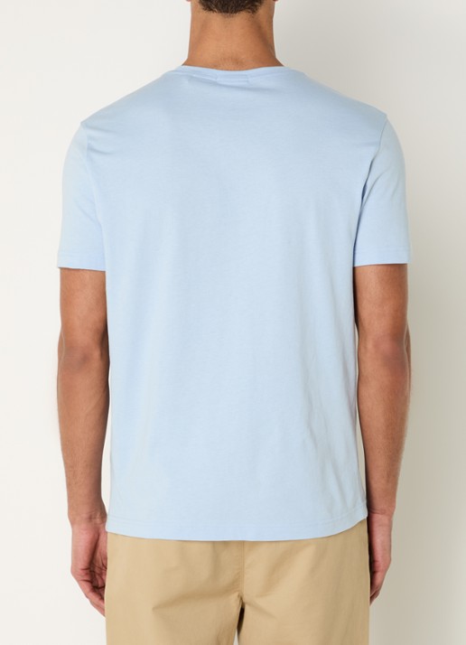 Gant T-shirt met logoborduring - achterkant lichtblauw