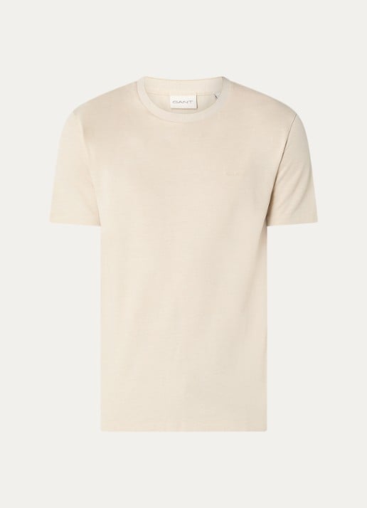 Gant T-shirt met structuur - voorkant 2 beige