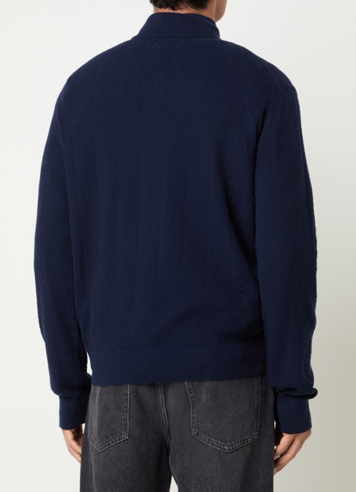 Gant Trui met logo en halve rits - achterkant 2 blauw