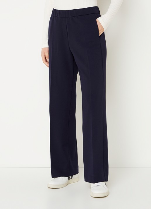 Gardeur Franca mid waist wide fit pantalon met persplooi