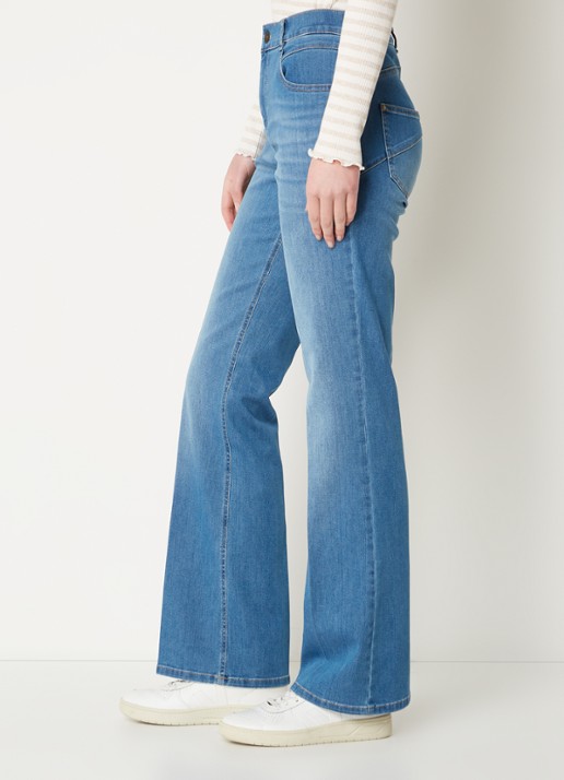 Gardeur High waist flared jeans met medium wassing - detail 3 indigo