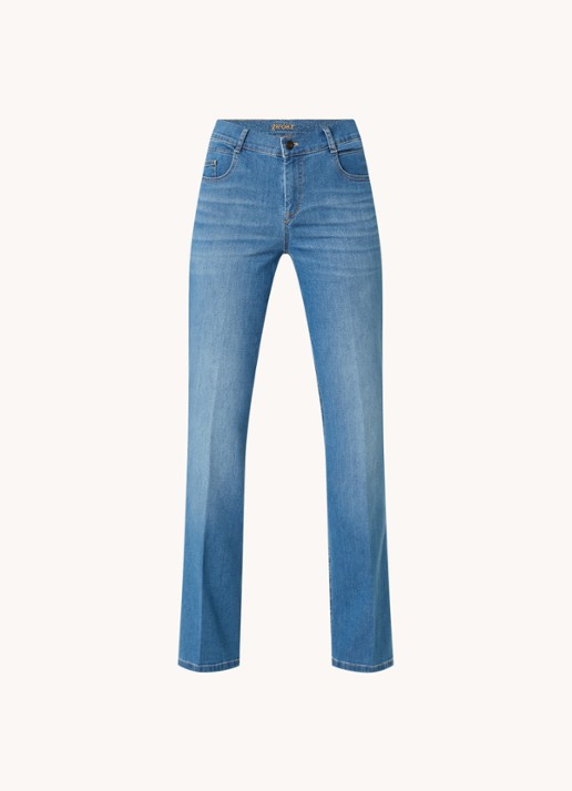 Gardeur High waist flared jeans met medium wassing - voorkant 4 indigo