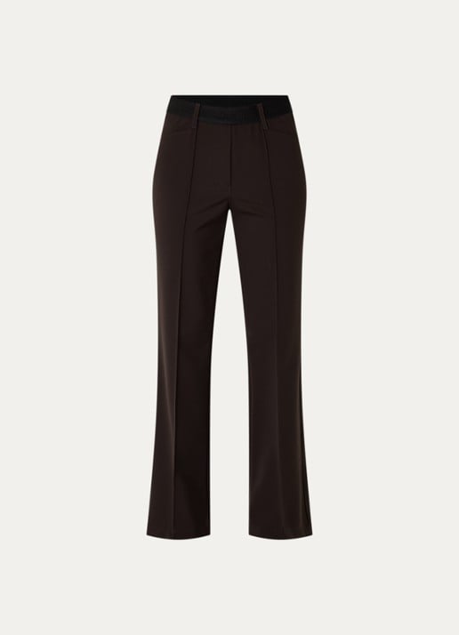 Gardeur High waist flared pantalon met stretch - voorkant 3 donkerbruin