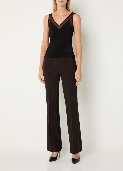 Gardeur High waist flared pantalon met stretch - voorkant 4 donkerbruin