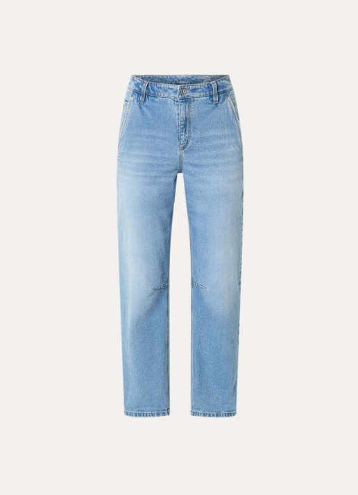 Gardeur High waist straight leg cropped jeans met lichte wassing - voorkant 2 indigo