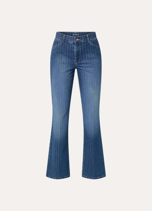 Gardeur Hose high waist flared fit jeans met donkere wassing - voorkant 2 indigo