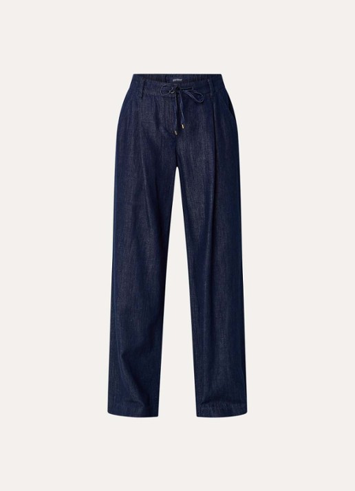 Gardeur Hose mid waist loose fit pantalon met steekzakken - voorkant 2 donkerblauw