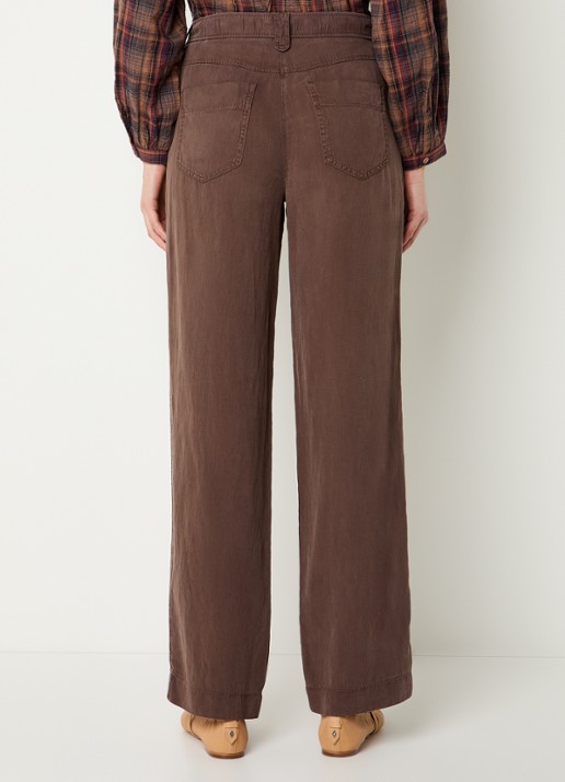 Gardeur Hose mid waist wide leg jeans met gekleurde wassing - achterkant donkerbruin