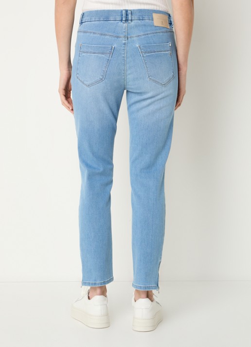 Gardeur Mid waist cropped slim fit jeans  met lichte wassing - achterkant indigo