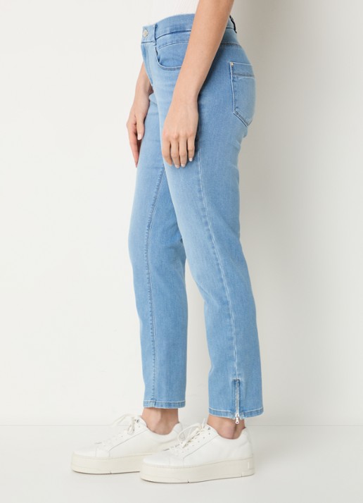 Gardeur Mid waist cropped slim fit jeans  met lichte wassing - detail 5 indigo
