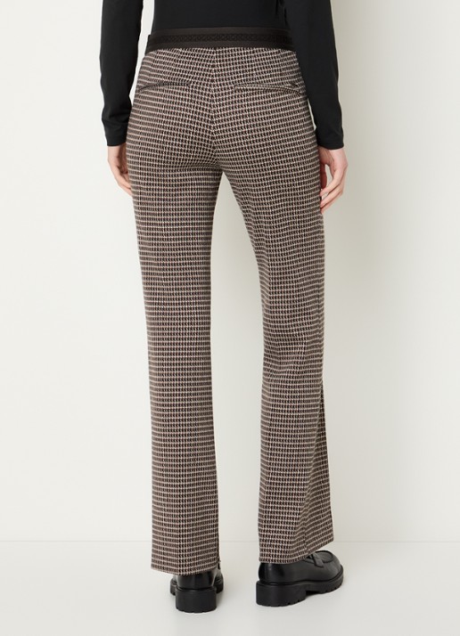 Gardeur Mid waist flared broek met ingebreid print - achterkant lichtbruin