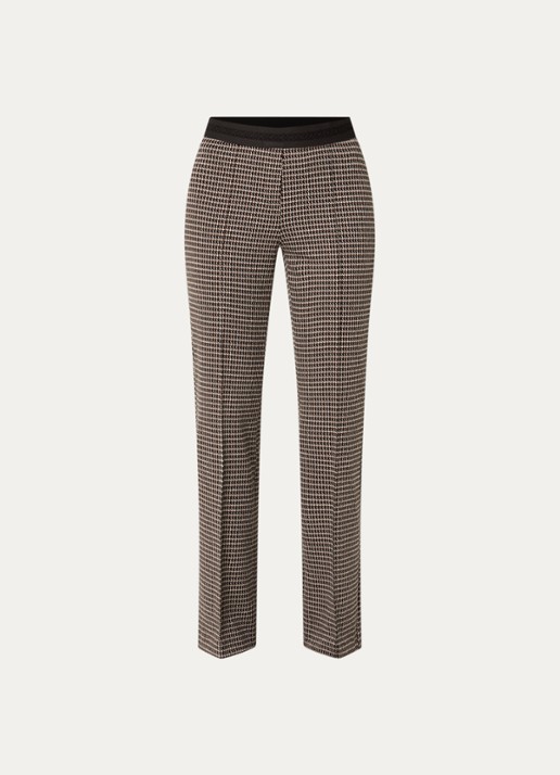 Gardeur Mid waist flared broek met ingebreid print - voorkant 3 lichtbruin