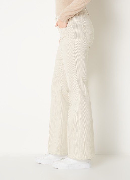 Gardeur Mid waist flared jeans met streepprint - detail 4 zand