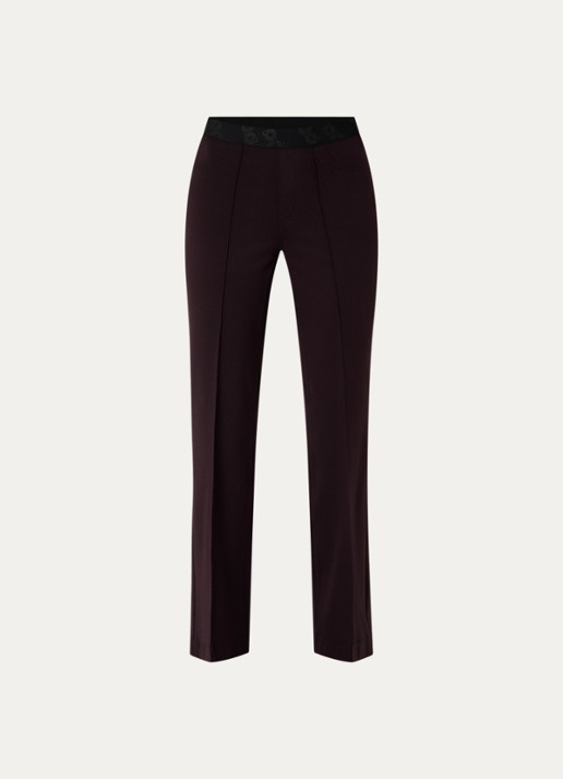 Gardeur Mid waist flared pantalon met stretch - voorkant 2 aubergine