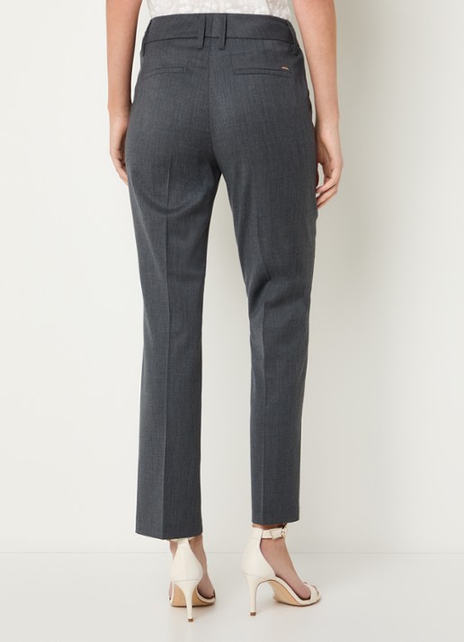 Gardeur Mid waist straight fit pantalon in wolblend - achterkant donkergrijs