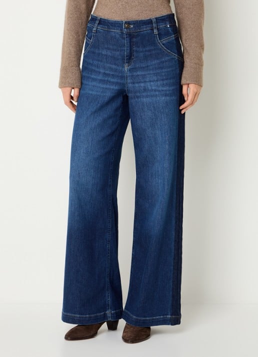 Gardeur Mid waist wide fit jeans met donkere wassing
