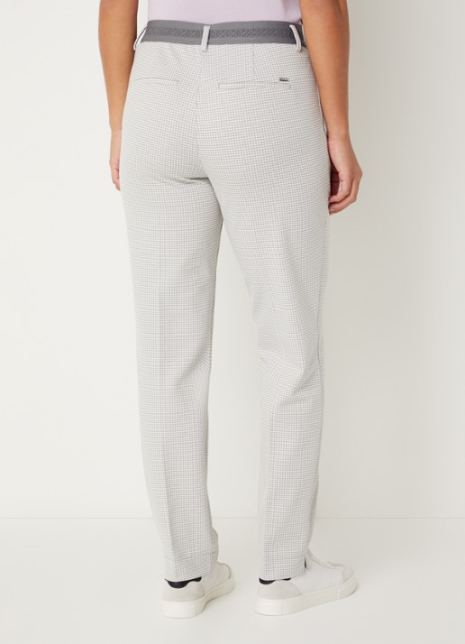 Gardeur Zigarette mid waist tapered pantalon met pied-de-poule dessin - achterkant 3 lichtgrijs