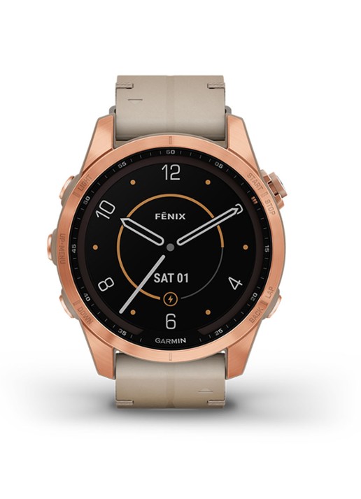Garmin Fenix 7S Sapphire Solar smartwatch 42 mm - voorkant 6 roségoud