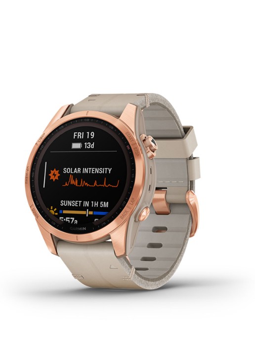 Garmin Fenix 7S Sapphire Solar smartwatch 42 mm - voorkant 7 roségoud