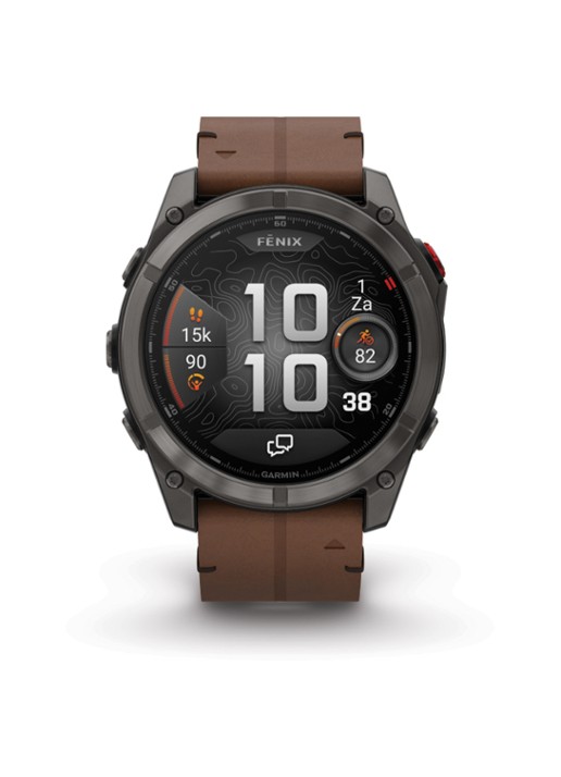 Garmin Fenix 8 Pro LTE smartwatch 51 mm, Saffierglas, Titanium met siliconen en lederen band