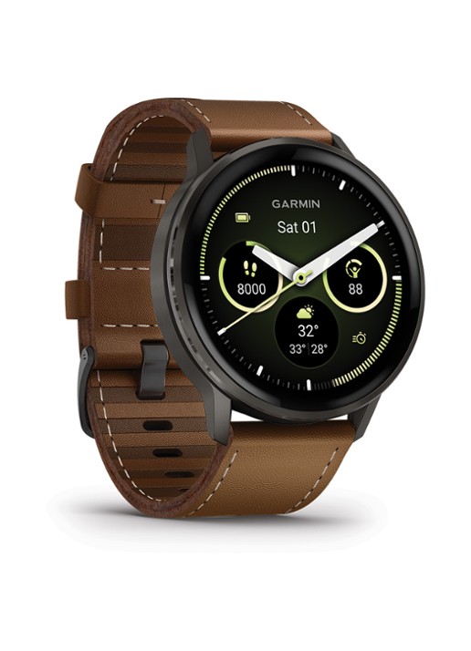 Garmin Venu 4 smartwatch 45 mm, met siliconen en lederen band - detail 3 bruin