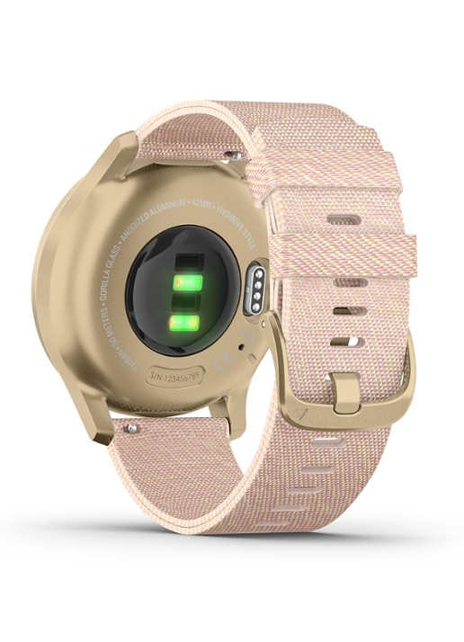 Garmin Vivomove Style hybride smartwatch 42 mm - detail lichtroze