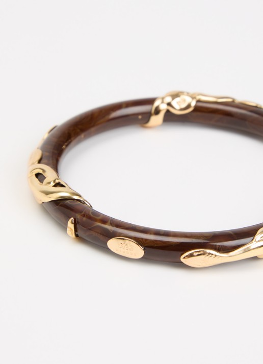 Gas Bijoux Cobra bangle verguld  - detail 2 bruin