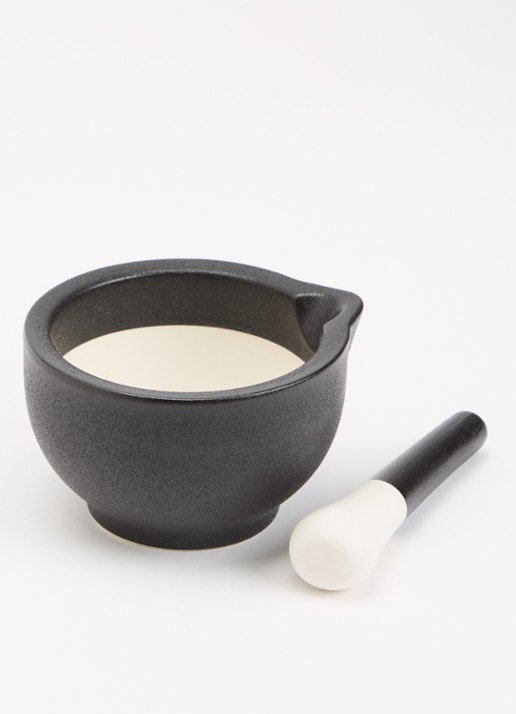 GEFU Grino vijzel met stamper 13,5 cm - voorkant 2 zwart