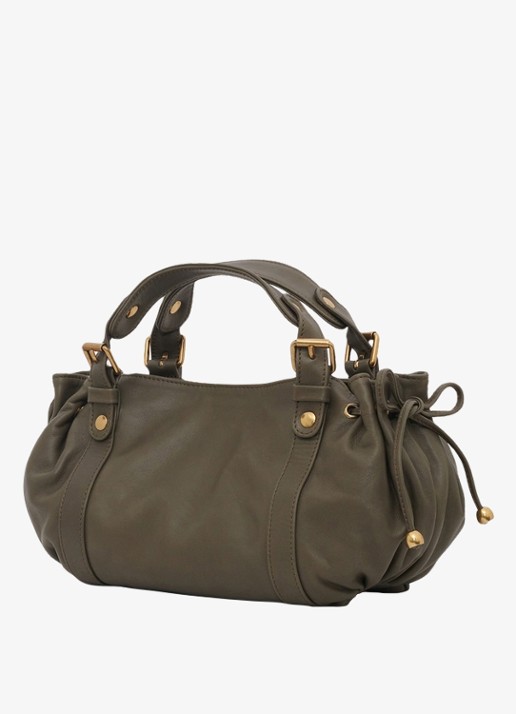 Gerard Darel 12H mini handtas van leer met afneembare schouderriem - detail 2 legergroen