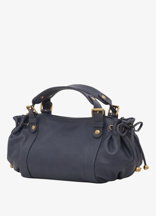 Gerard Darel 12H mini handtas van leer met afneembare schouderriem - detail blauwgrijs