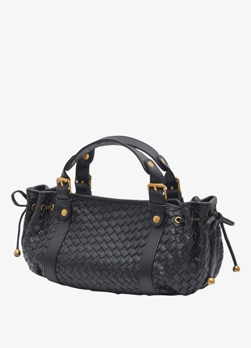 Gerard Darel 12H mini handtas van leer met geweven details - detail 2 zwart
