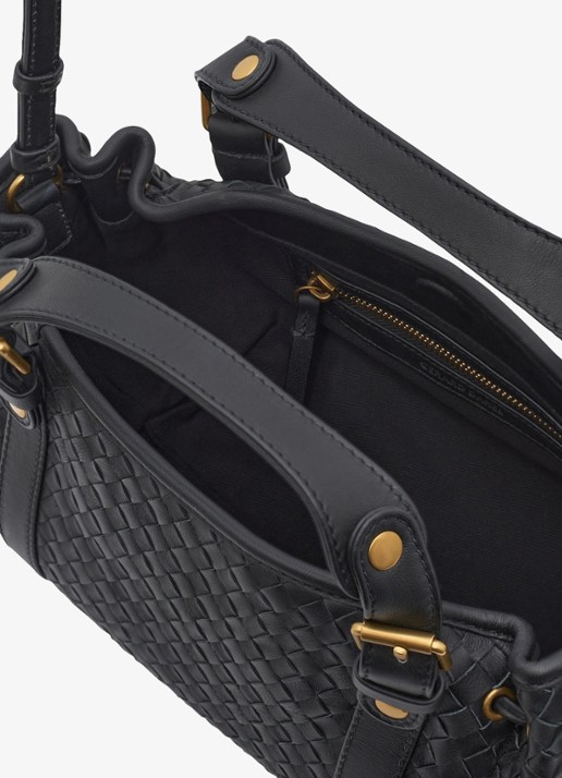Gerard Darel 12H mini handtas van leer met geweven details - detail 3 zwart