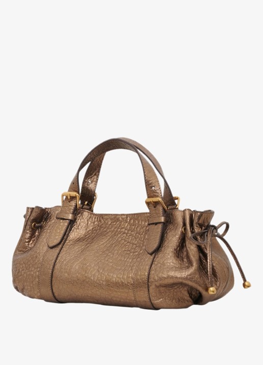 Gerard Darel 18H handtas van pebbled leer - detail goud