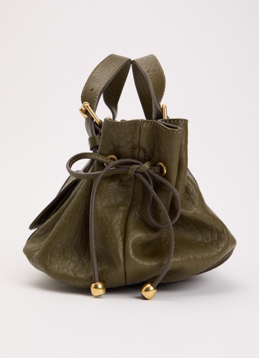 Gerard Darel 18H handtas van schapenleer met afneembare schouderriem - detail 2 bronsgroen